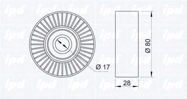 IPD 15-0294 Deflection/Guide Pulley, v-ribbed belt